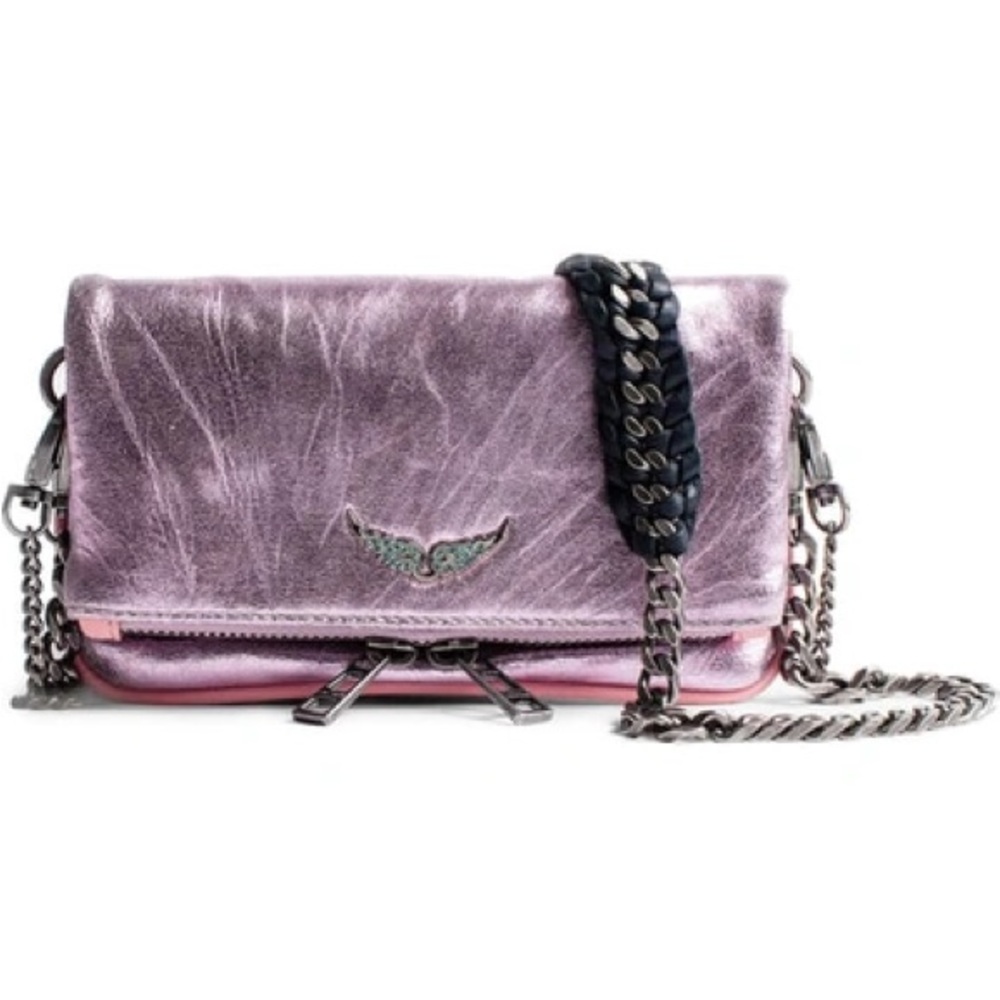 Zadig & Voltaire Nano Rock Metallic Leather Clutch